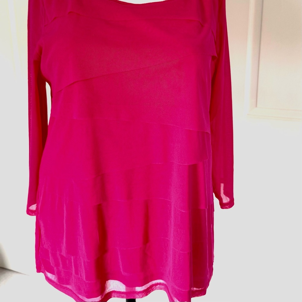 Alfani Layered Long-Sleeve Tunic Top - Fuchsia